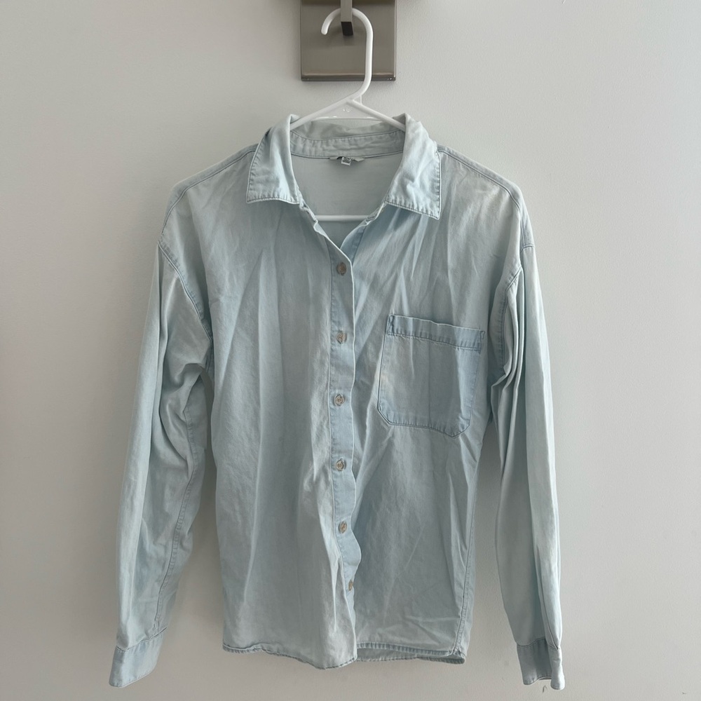 Blue Button Down Shirt Long Sleeve Casual